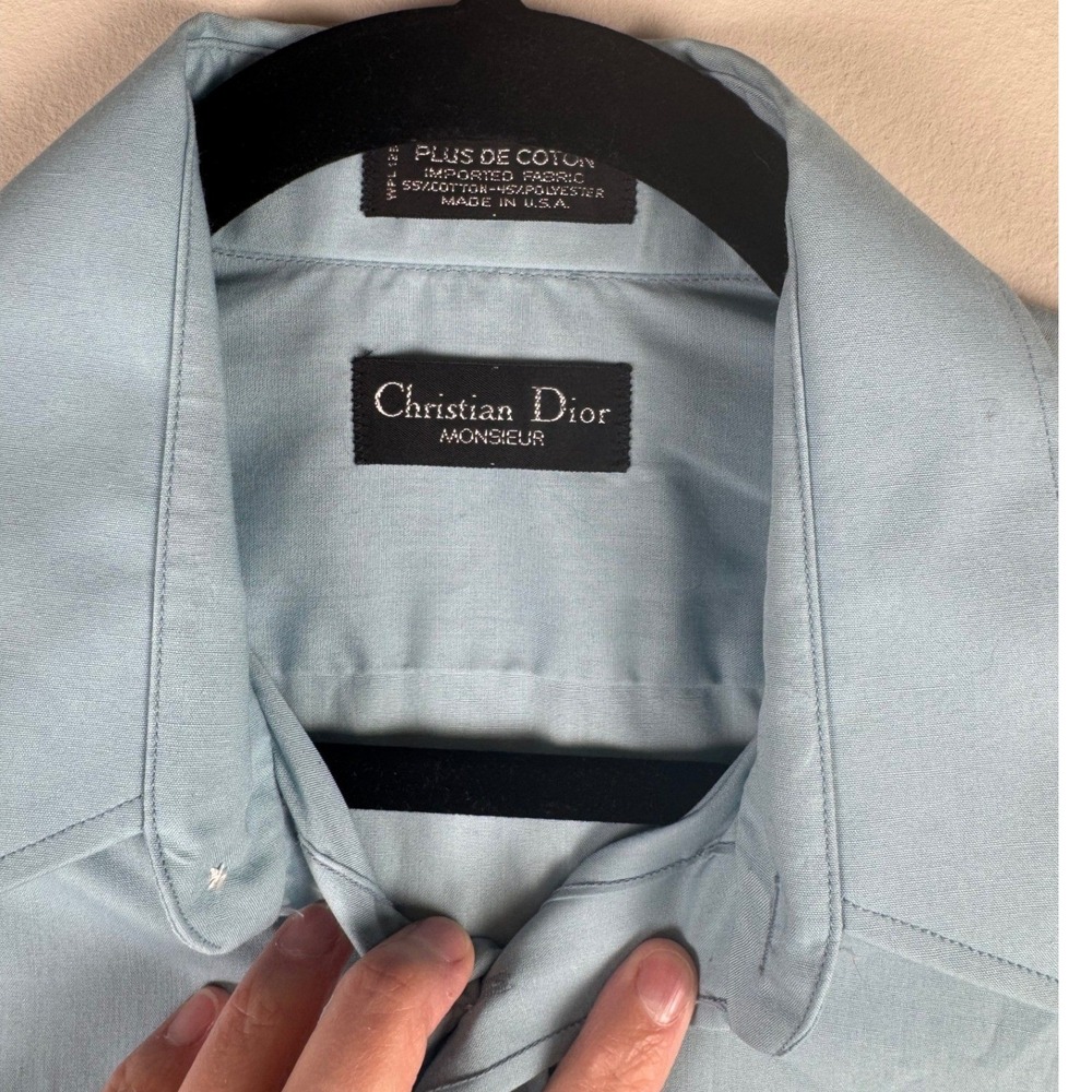 Christian Dior Monsieur Mens Light Blue Long Sleeve Button Down Shirt 15 32-33 - Picture 2 of 8